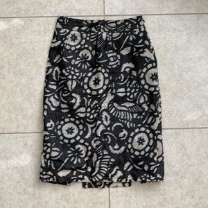 Diane von Furstenberg black white pencil skirt linen